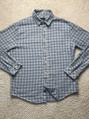 Rails Lennox Fira Blue Melange Plaid Button-Up Shirt Size Medium